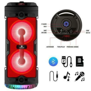 Caixa De Som Bluetooth Portátil 10W USB MP3 Rádio FM 423B