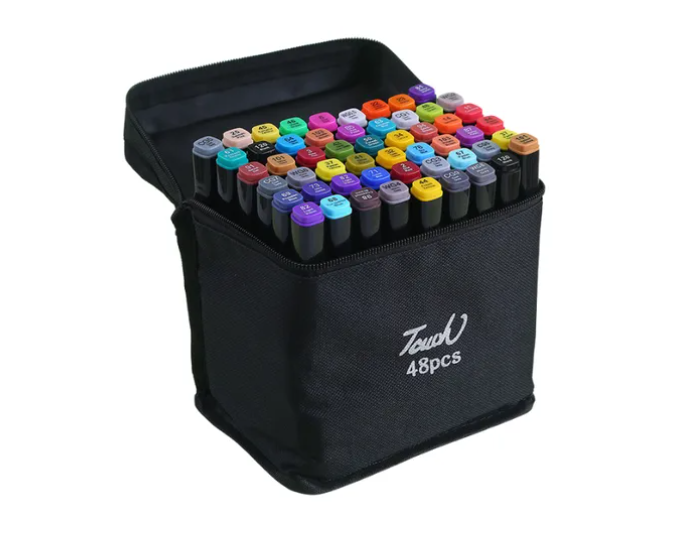 kit canetinha ponta dupla 48 cores