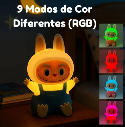 Luminária LABUBU Abajur Led Silicone Muda Cor Recarregável