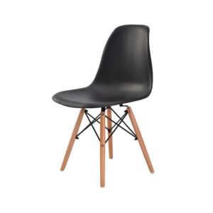 Cadeira Eames Eiffel DSW Base Madeira - Preta