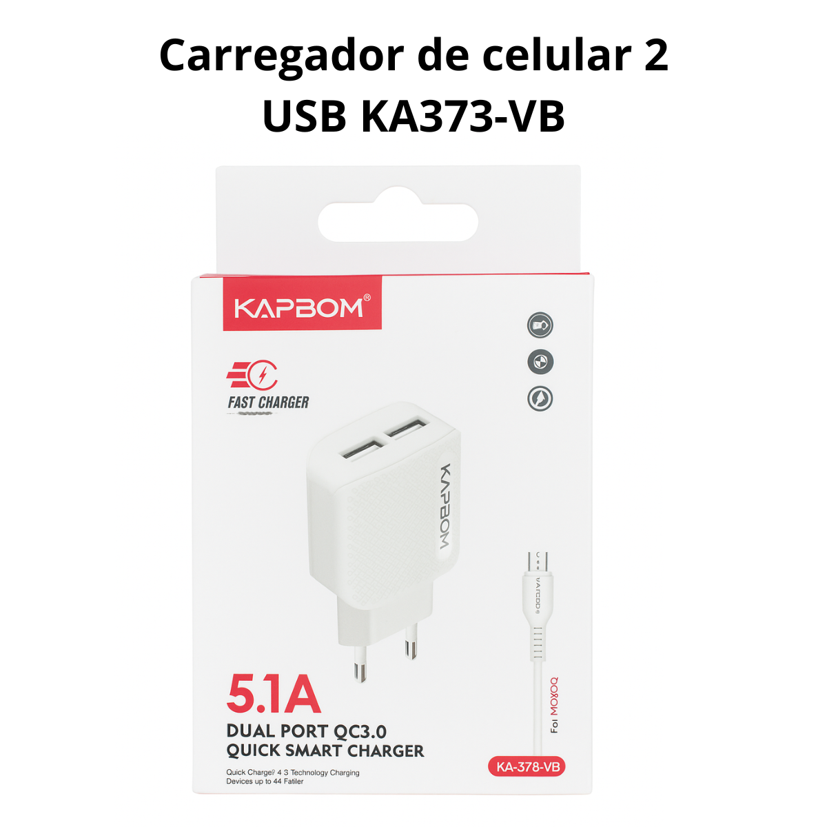 Carregador de celular 2 USB KA373-VB
